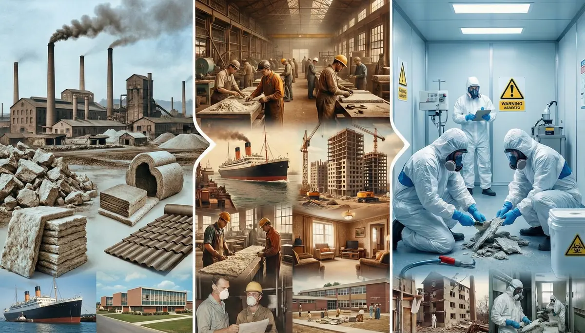 Evolución histórica del uso de amianto desde la industrialización hasta la descontaminación moderna